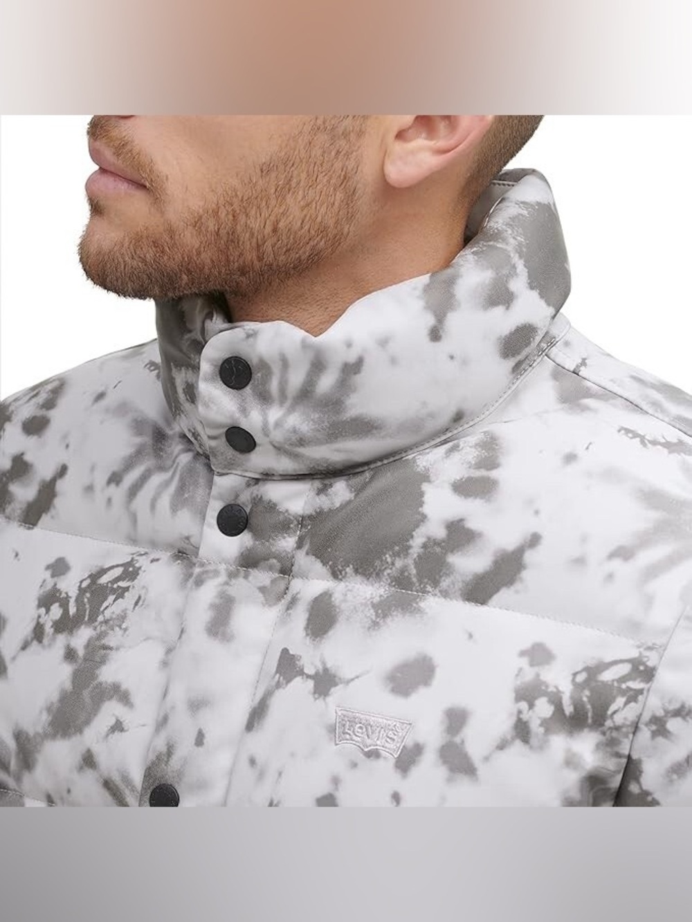 Levi's Mens Water Resistant Faux Leather Puffer Jacket Tie Dye Size Small NWT - Picture 4 of 6